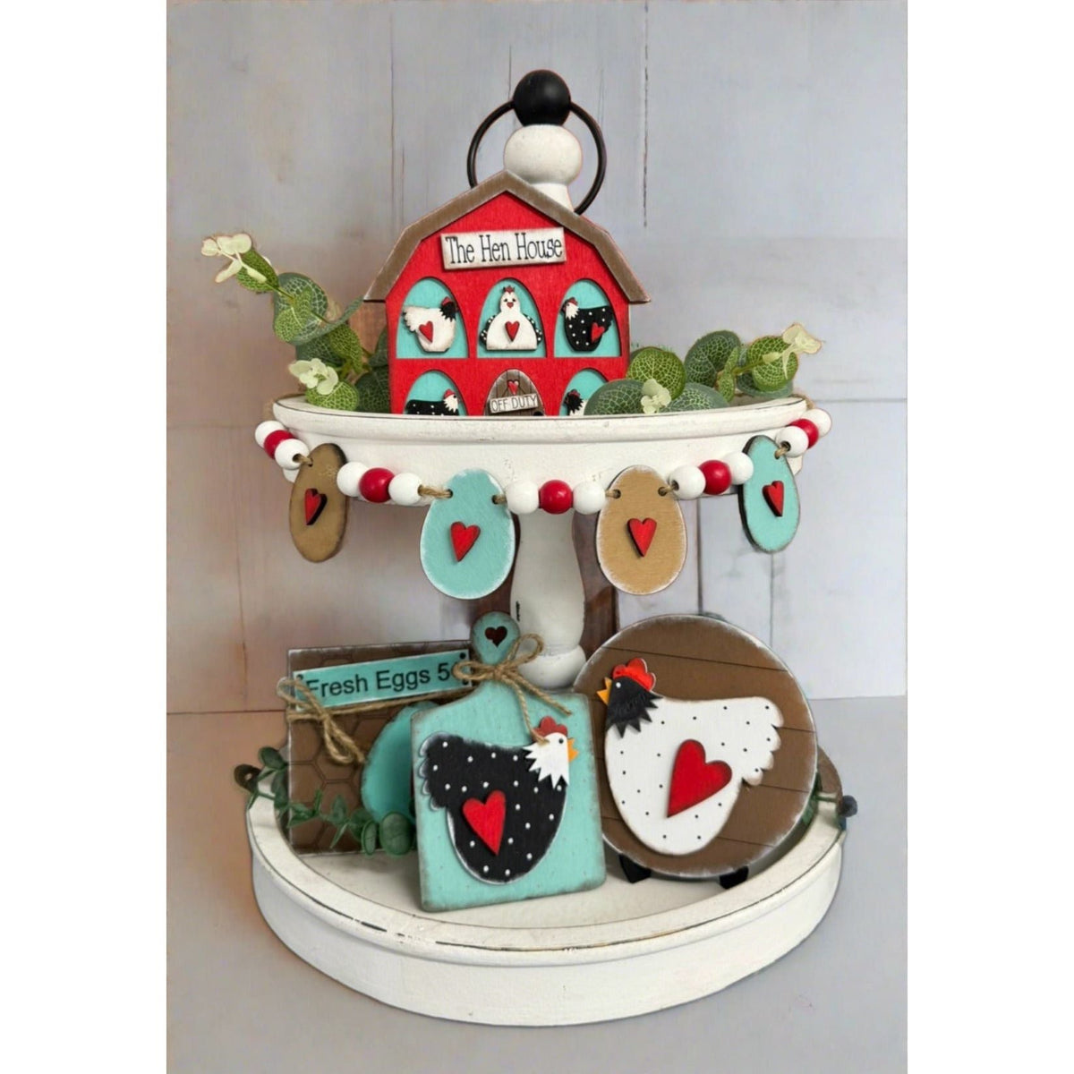 Chicken Farmhouse Tiered Tray - Nifty Decor & More