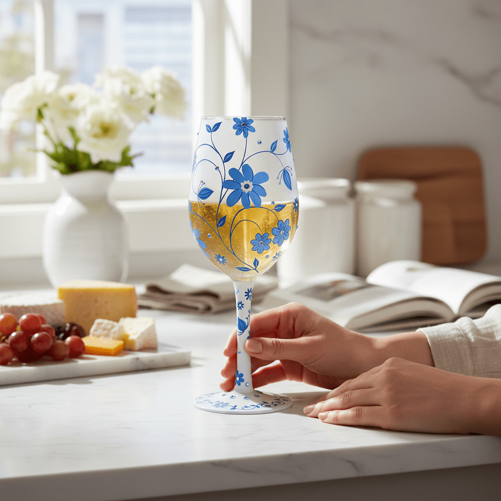 Chinoiserie Charm Wine Glass - Nifty Decor & More