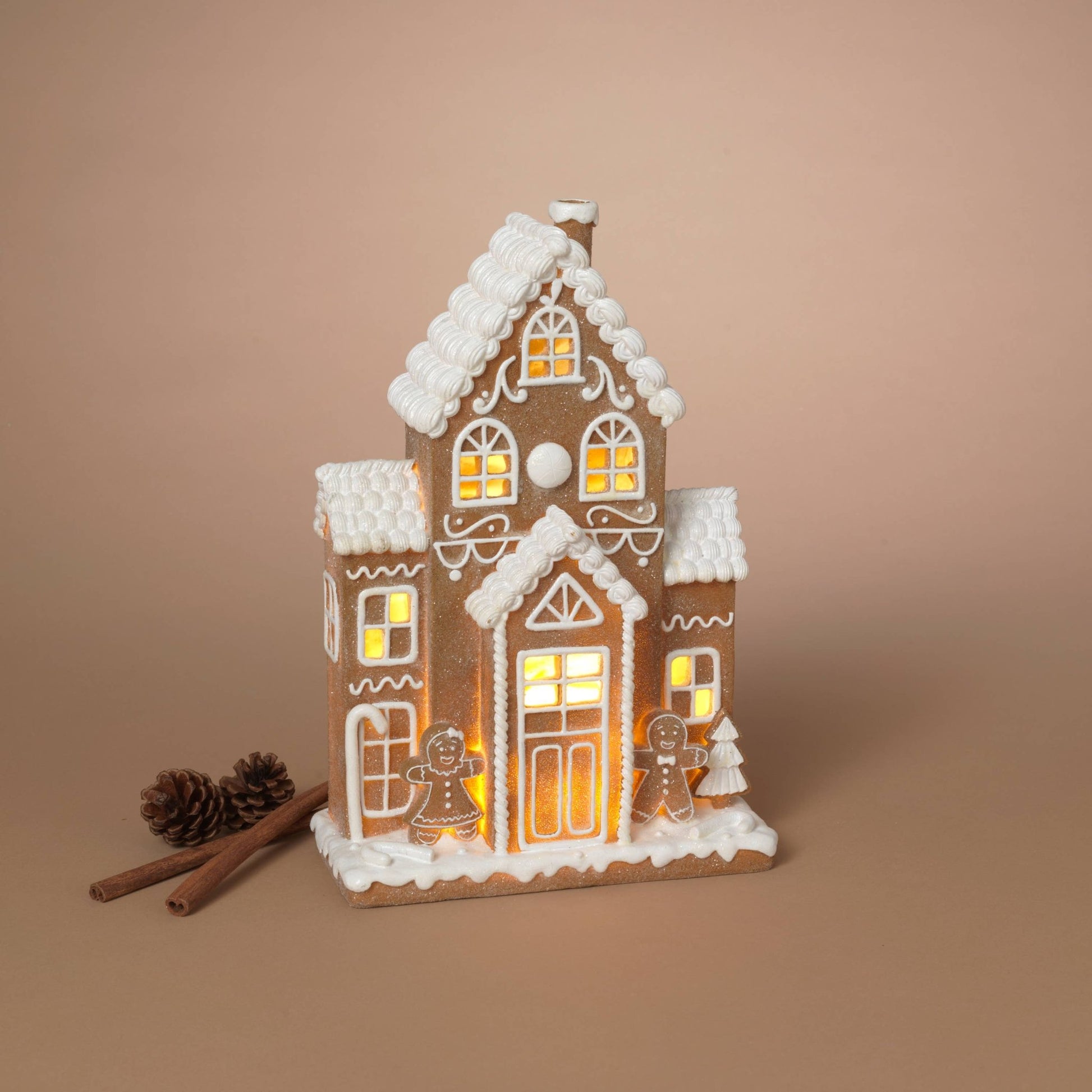 Christmas 11.8"H B/O Lighted Resin Holiday Gingerbread House Christmas Collectible