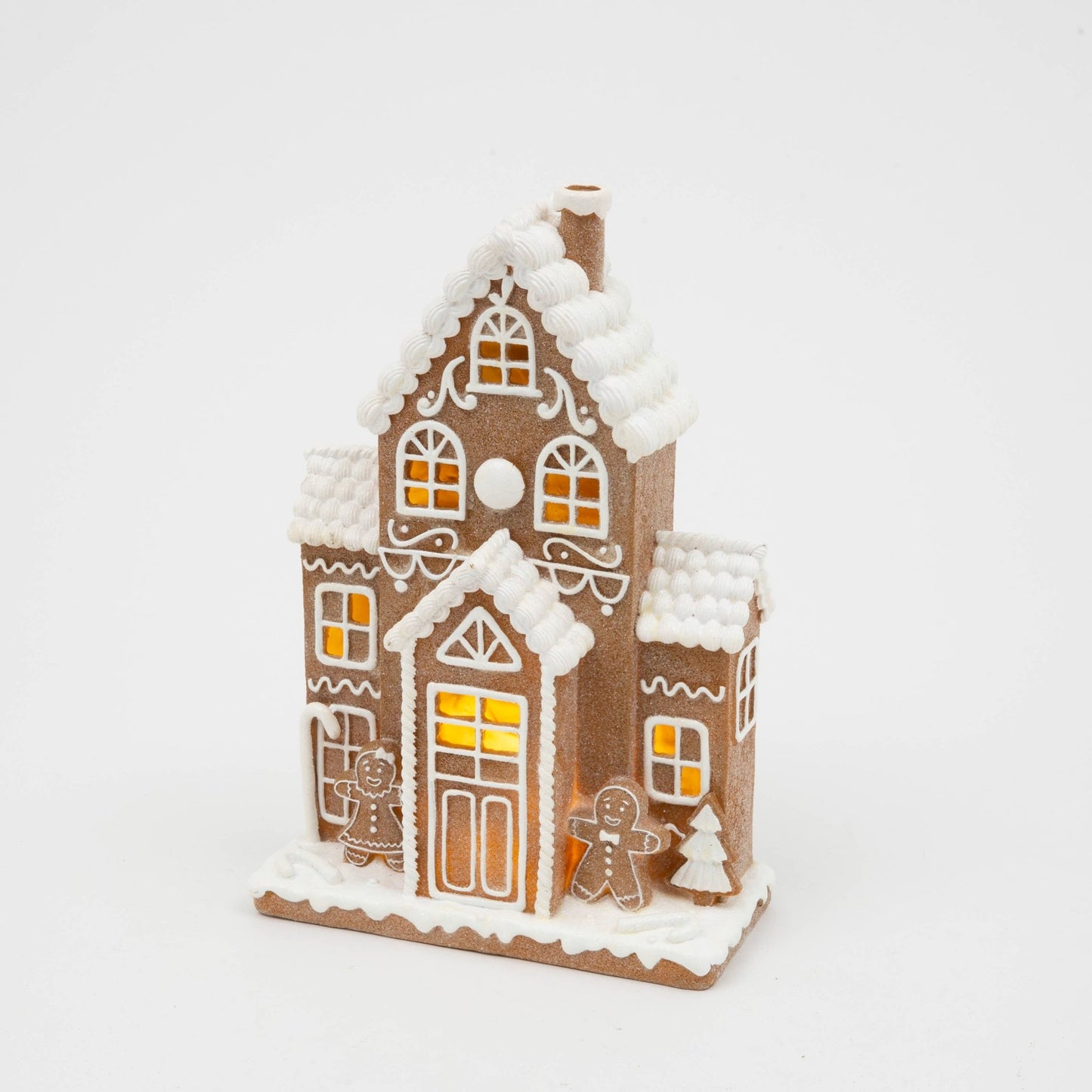 Christmas 11.8"H B/O Lighted Resin Holiday Gingerbread House Christmas Collectible