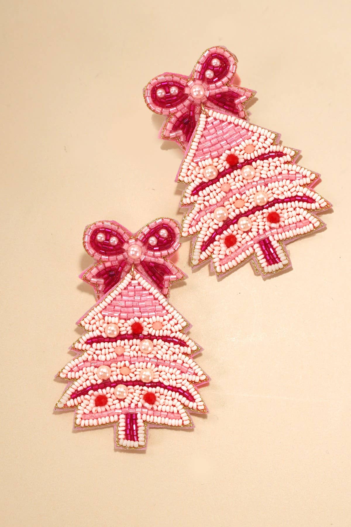Christmas Bell Bow Seed Bead Earrings