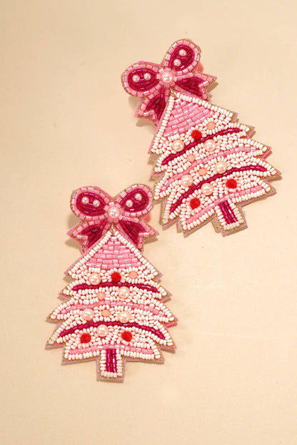 Christmas Bell Bow Seed Bead Earrings - Nifty Decor & More