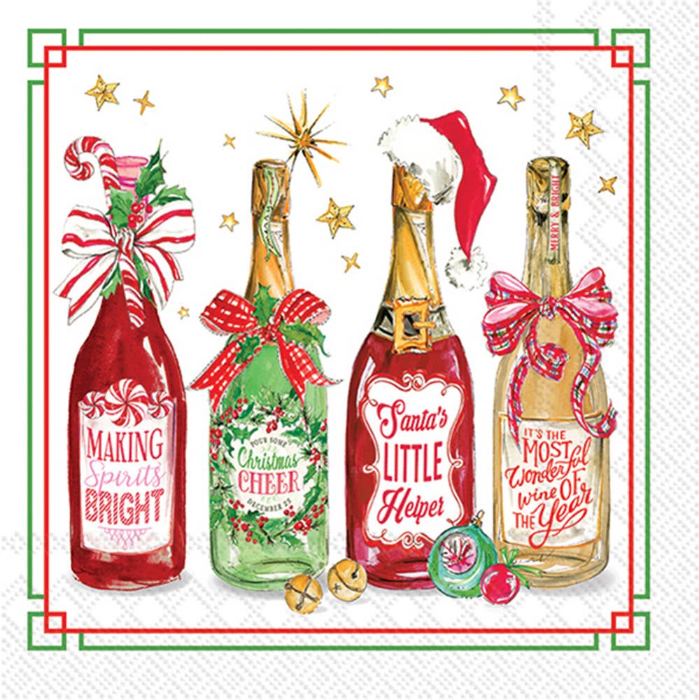 Christmas Bottles Christmas Paper Cocktail Napkins Pk/20 - Nifty Decor & More