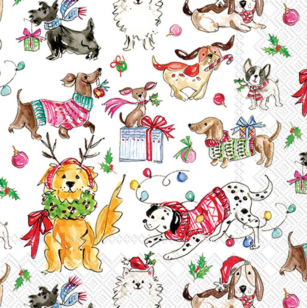 Christmas Dogs Christmas Paper Cocktail Napkins Pk/20 - Nifty Decor & More