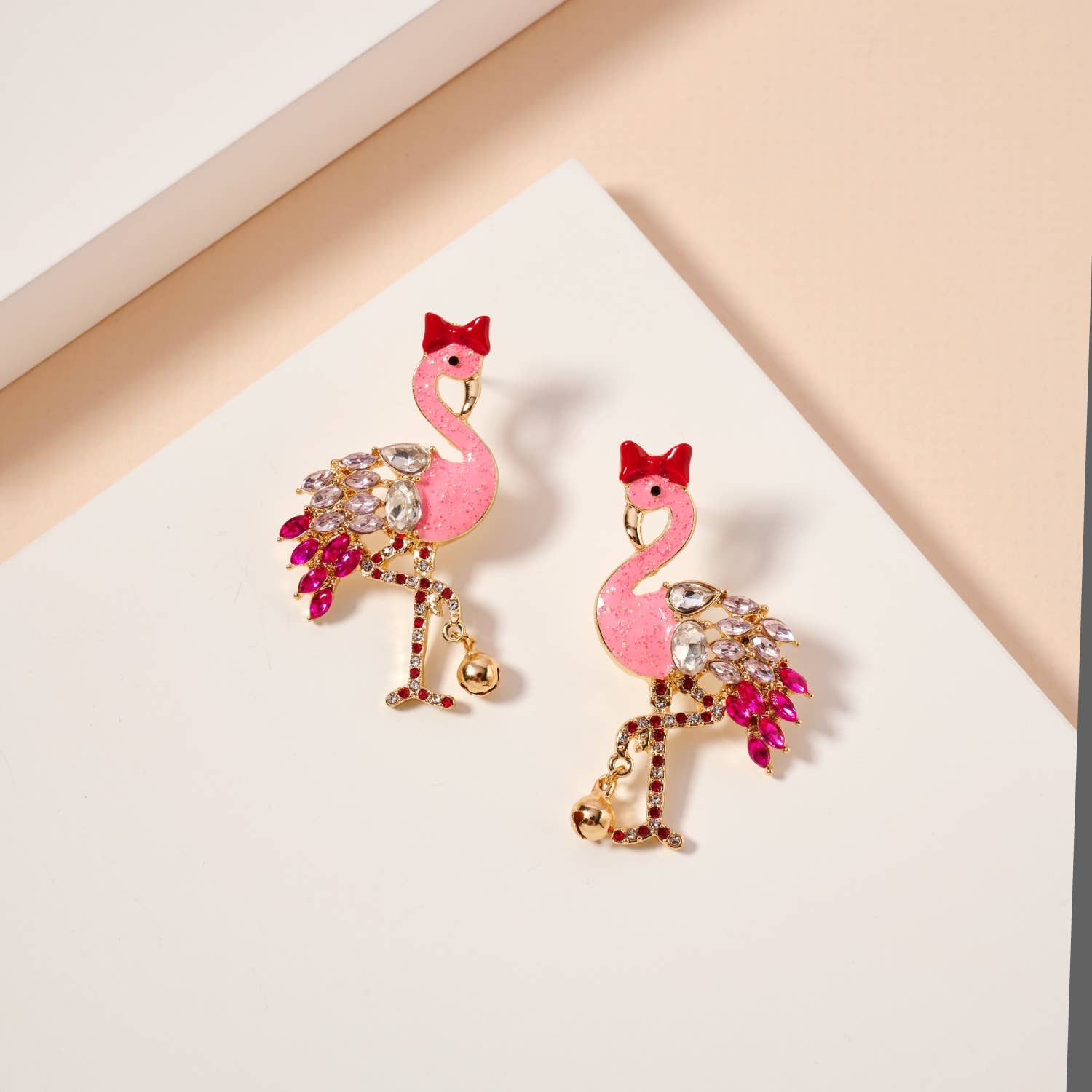 Christmas Flamingo Rhinestones Enamel Earrings - Nifty Decor & More