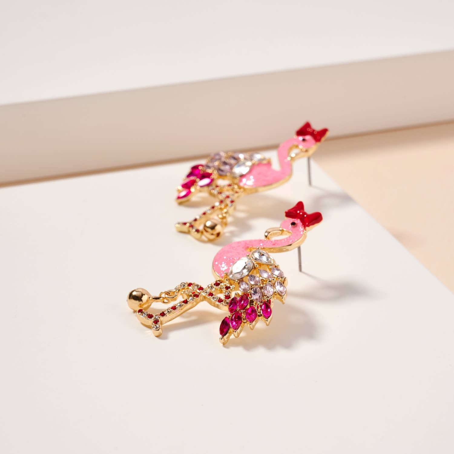 Christmas Flamingo Rhinestones Enamel Earrings - Nifty Decor & More