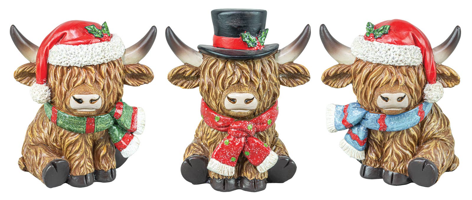 Christmas Highland Cow Tabletop 3 Assorted