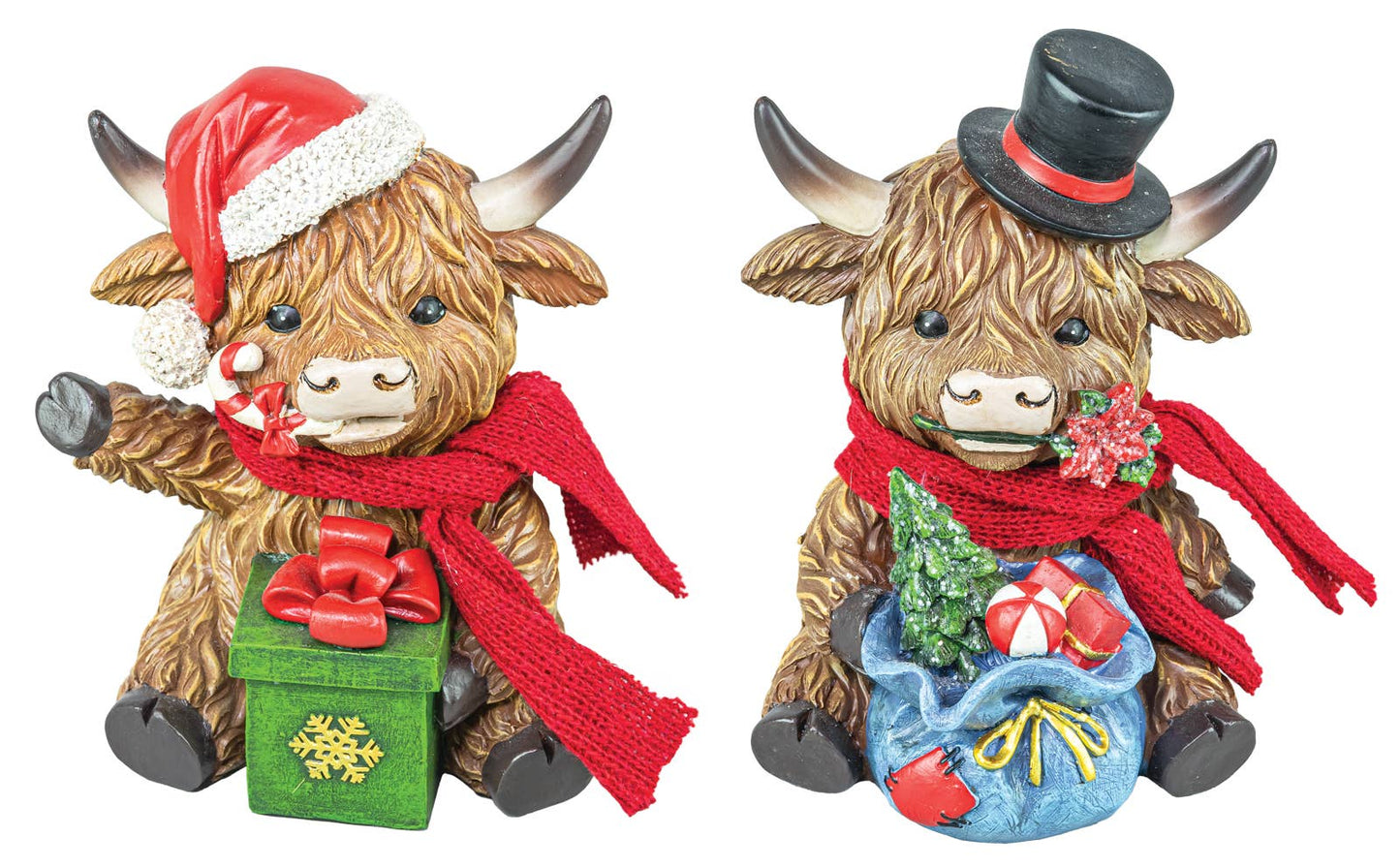 Christmas Highland Cow with Gifts Tabletop - Nifty Decor & More