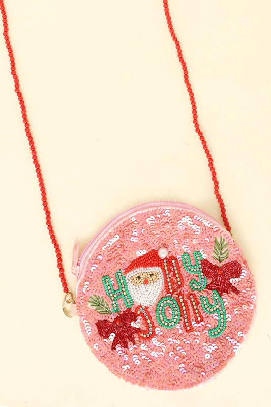 Christmas Holly Jolly Sequins Embellished Bag