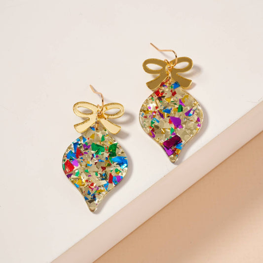 Christmas Ornate Multi Color Dangling Earrings 4SE31135 Multi One