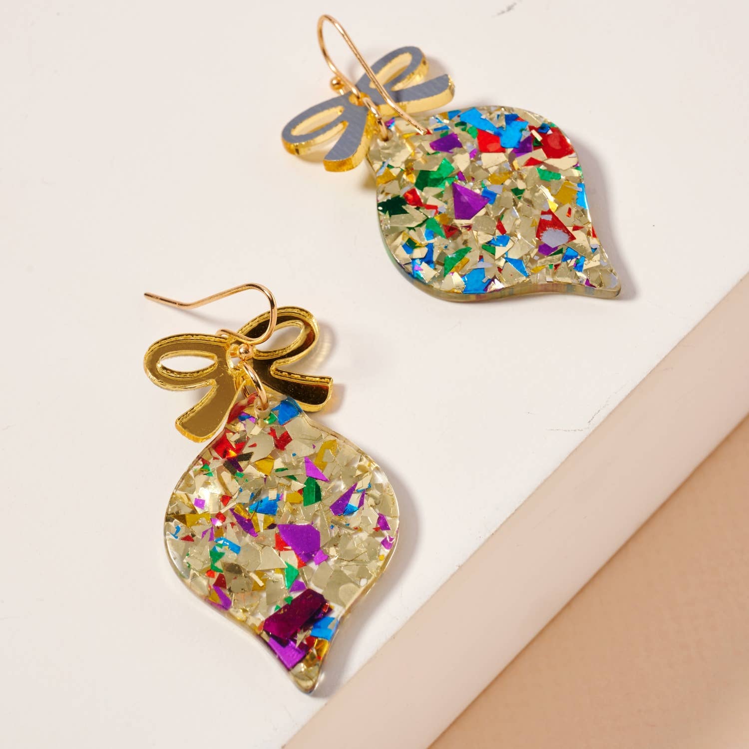 Christmas Ornate Multi Color Dangling Earrings