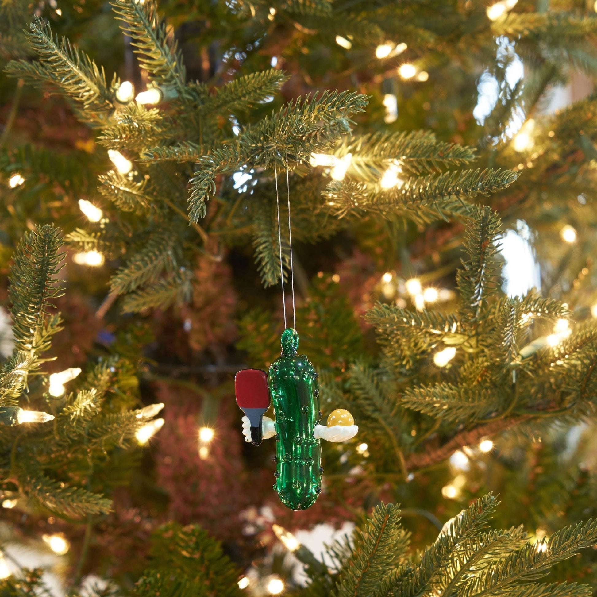 Christmas Pickleball Glass Ornament, Unique Holiday Keepsake Decoration, Ideal Gift for Pickleball Players and Fans - Nifty Decor & More