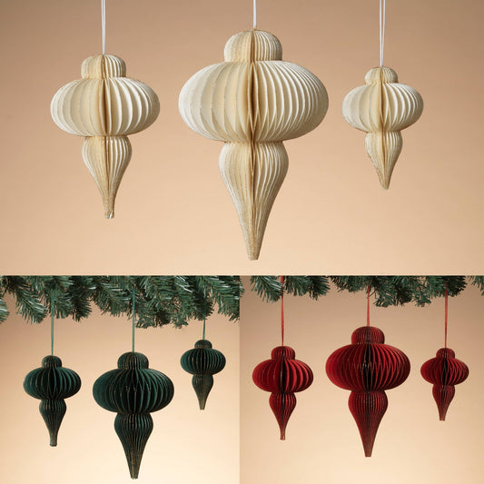 Christmas S/3 Paper Honeycomb Ornaments, Seasonal Decor