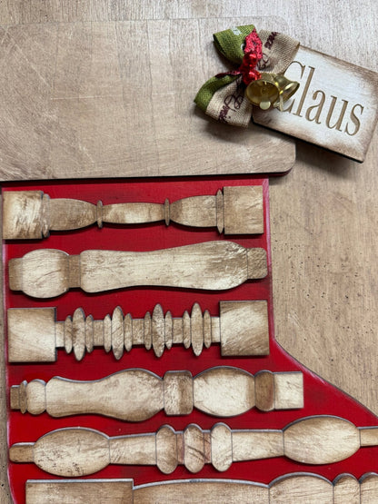 Christmas Stocking Spindle Picture - Nifty Decor & More