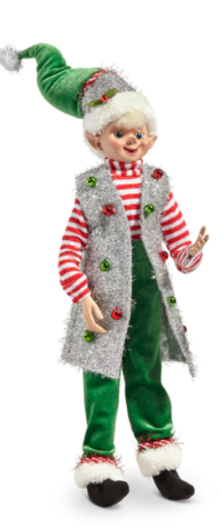 RAZ - 16" CHRISTMAS PARTY ELF  Ugly Coat Sweater  