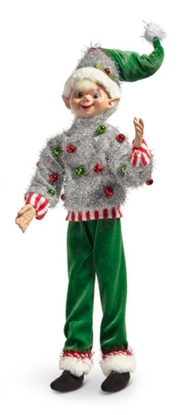 RAZ - 16" CHRISTMAS PARTY ELF  Sweater  