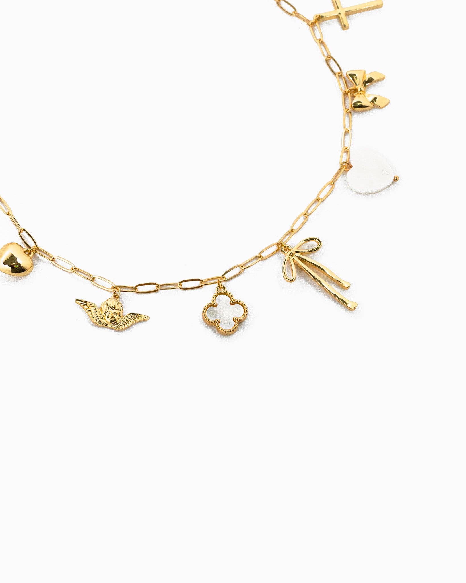 Chunky Bow Multi Gold Charm Necklace, Eye-Catching Layered Look for Women, Stylish Gift for Fashion Lovers charm necklace
