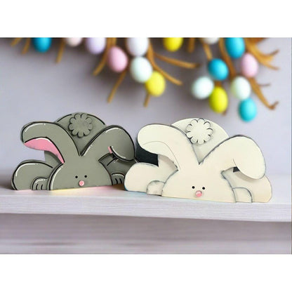 Chunky Bunny Seasonal Decor Handmade Easter Figurine Modern Farmhouse Bunny Shelf Sitter - Nifty Decor & More