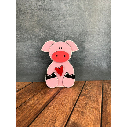 Chunky Farm Animal Shelf Sitters Handcrafted Wooden Cow Sheep Pig and Horse Figurines - Nifty Decor & More