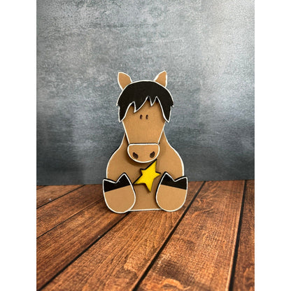 Chunky Farm Animal Shelf Sitters Handcrafted Wooden Cow Sheep Pig and Horse Figurines - Nifty Decor & More