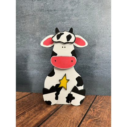 Chunky Farm Animal Shelf Sitters Handcrafted Wooden Cow Sheep Pig and Horse Figurines - Nifty Decor & More