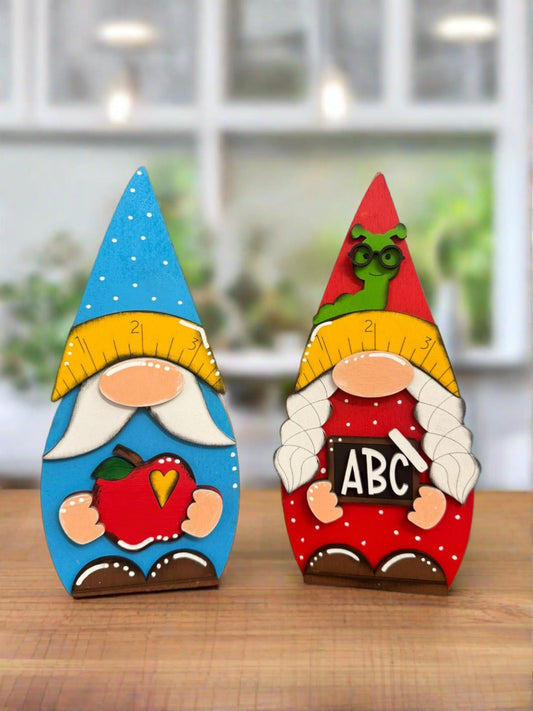 Chunky Teacher Gnomes, Handcrafted Whimsical Decor for Classroom & Home, Perfect Teacher Appreciation Gift Teacher Shelf Sitter Both