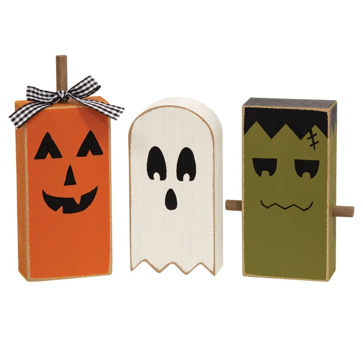 Chunky Wooden Halloween Friend Sitters 3/Set - Nifty Decor & More