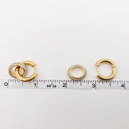 Circular Huggie Earrings 18K Gold Plated with CZ Inlay, Dazzling Statement Jewelry for Women, Chic Gift Idea - Nifty Decor & More