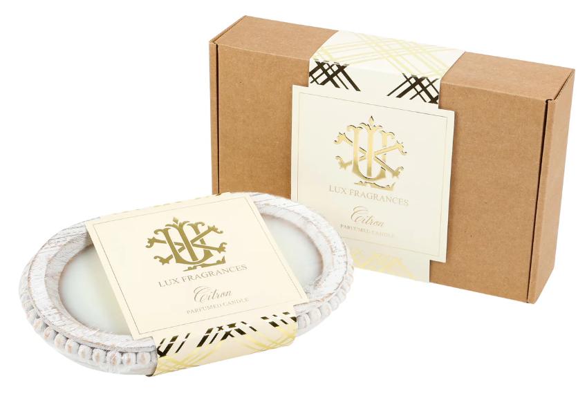 Citron - 3 Wick White Beaded Dough Bowl Candle Candle