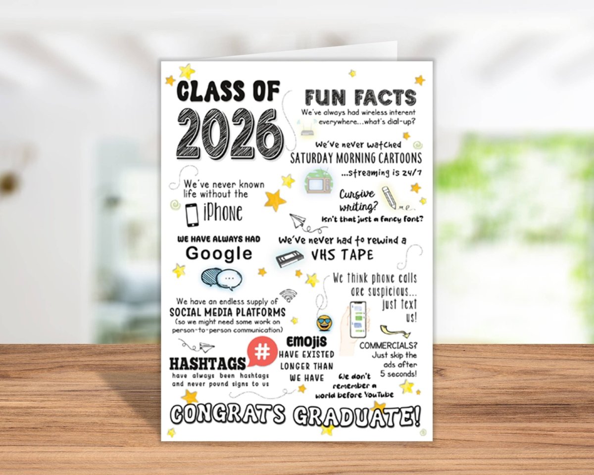 Class of 2026 Fun Facts Graduation Card - Nifty Decor & More