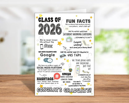 Class of 2026 Fun Facts Graduation Card - Nifty Decor & More