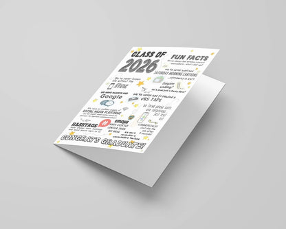 Class of 2026 Fun Facts Graduation Card - Nifty Decor & More