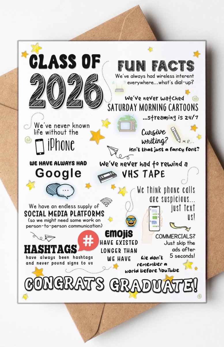 Class of 2026 Fun Facts Graduation Card - Nifty Decor & More