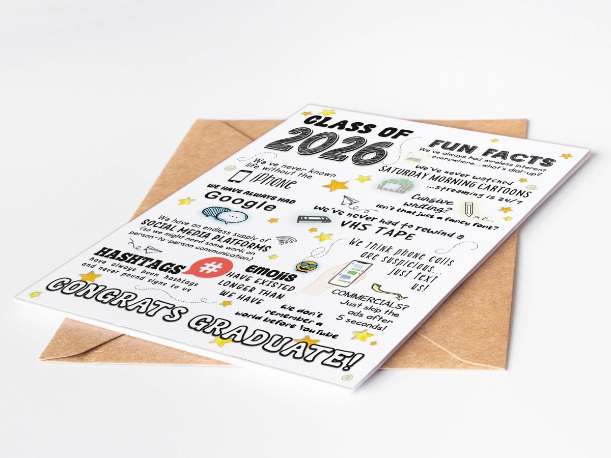 Class of 2026 Fun Facts Graduation Card - Nifty Decor & More