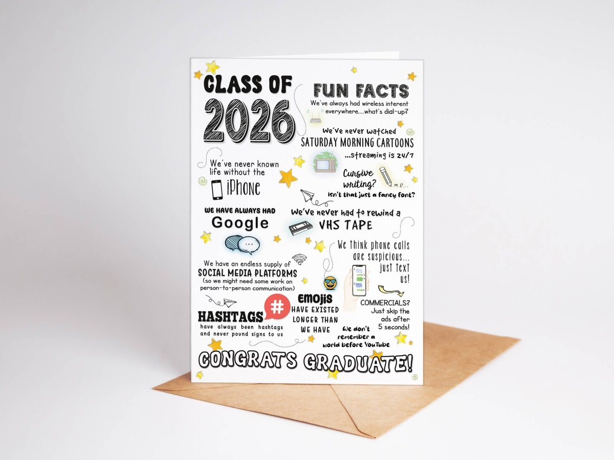 Class of 2026 Fun Facts Graduation Card - Nifty Decor & More