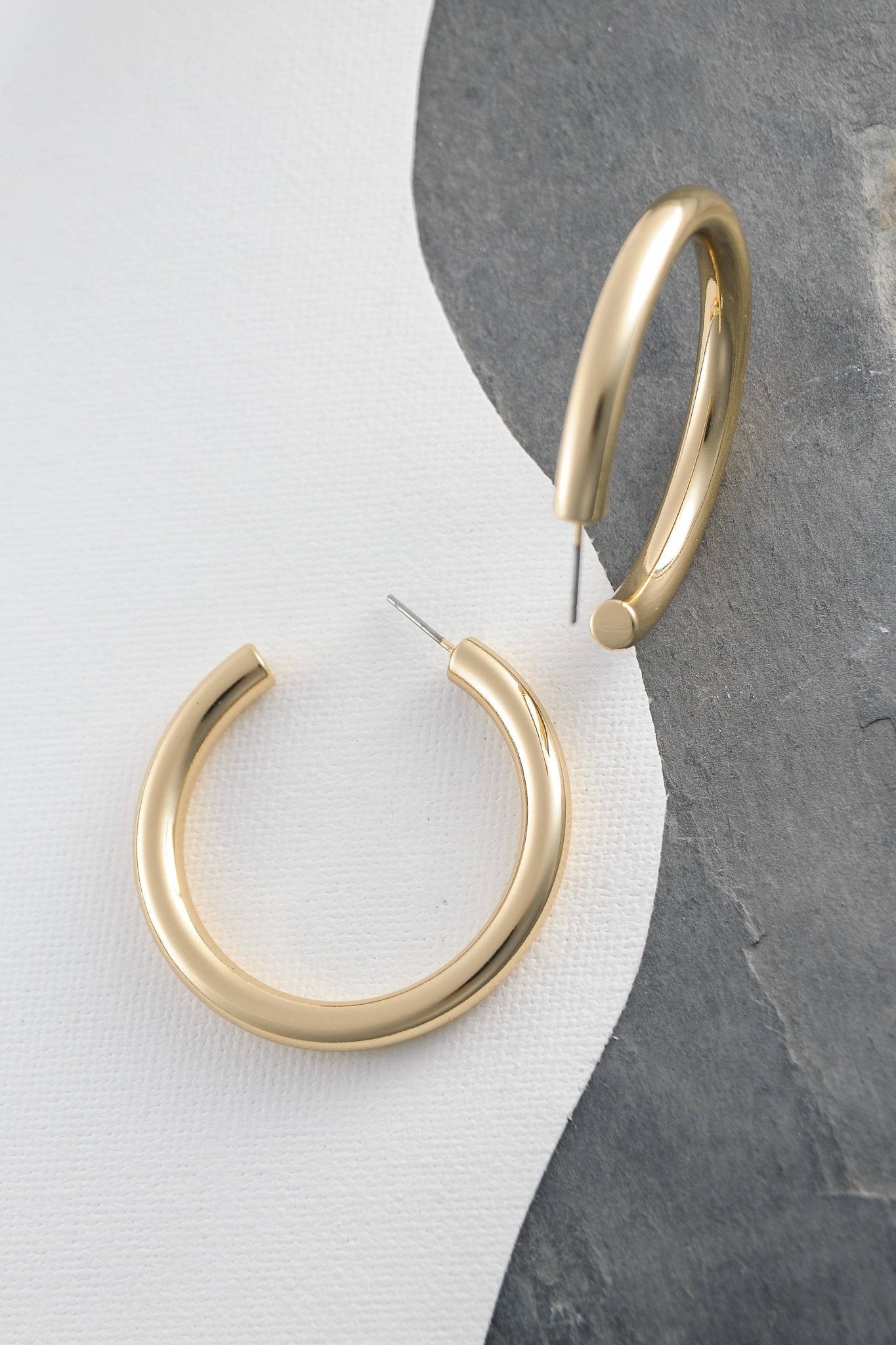 Classic Chunky Hoop Earrings, 1.75 Inch Bold Gold Hoops for Chic Casual Wear, Stylish Women’s Gift - Nifty Decor & More