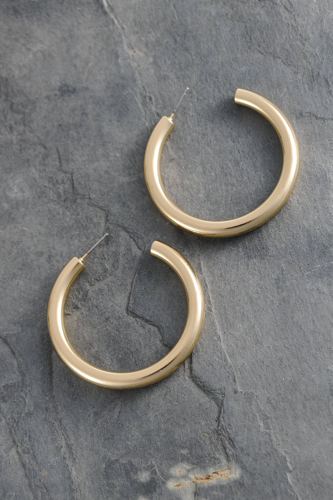 Classic Chunky Hoop Earrings, 1.75 Inch Bold Gold Hoops for Chic Casual Wear, Stylish Women’s Gift - Nifty Decor & More