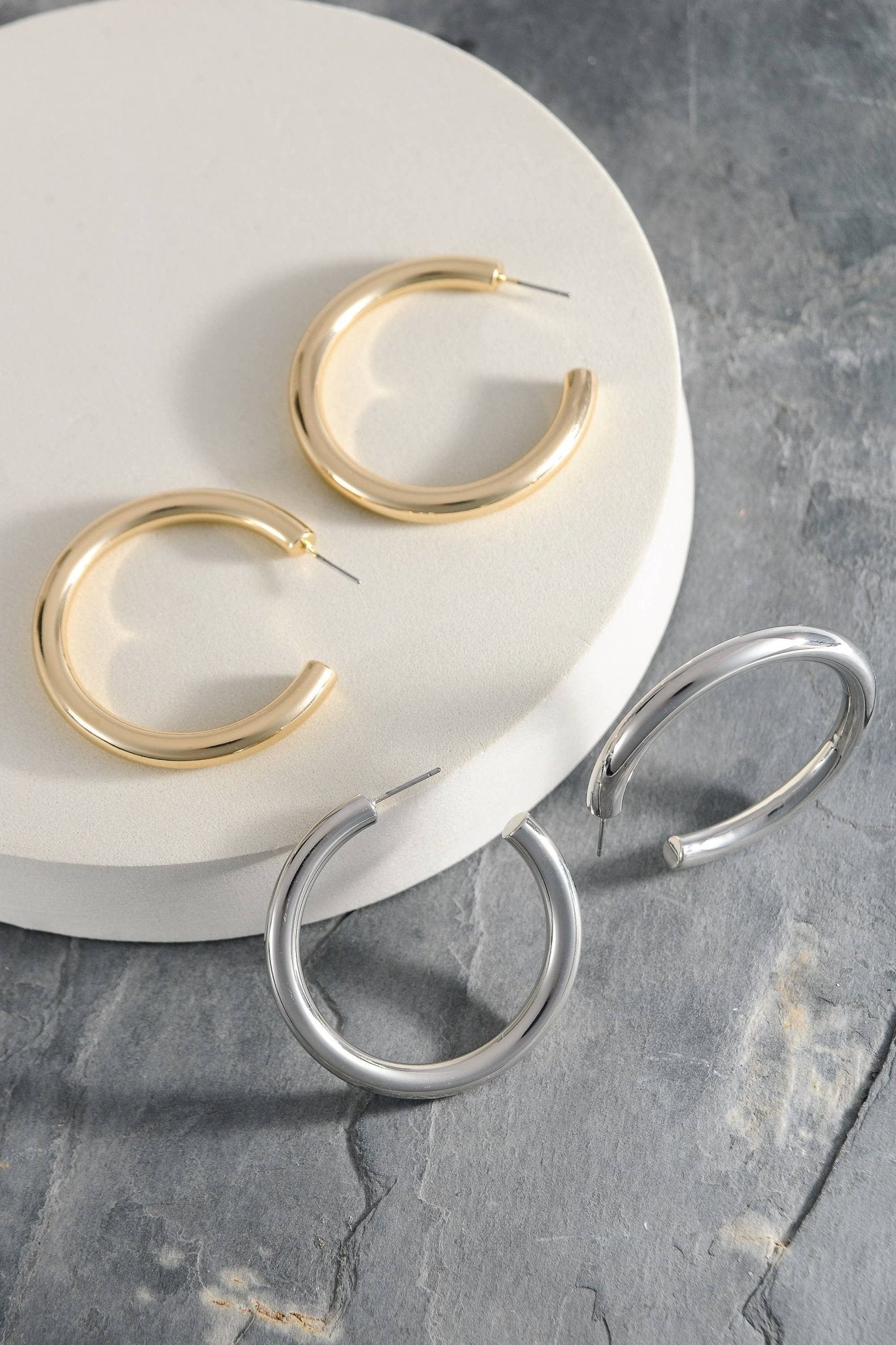 Classic Chunky Hoop Earrings, 1.75 Inch Bold Gold Hoops for Chic Casual Wear, Stylish Women’s Gift - Nifty Decor & More