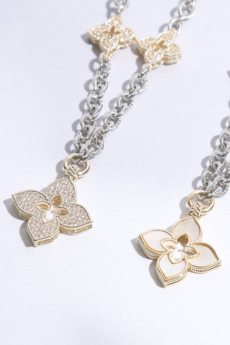 Clover Pave Clover Mop Gold Necklace - Nifty Decor & More
