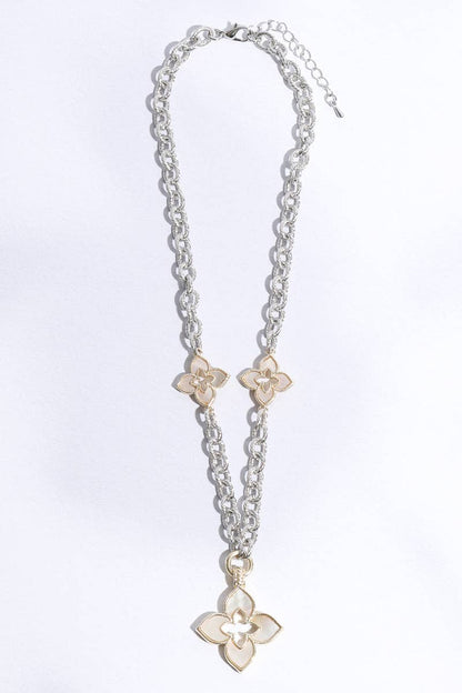 Clover Pave Clover Mop Gold Necklace KM ONE SIZE