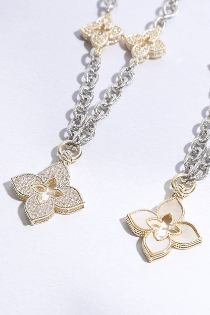 Clover Pave Clover Mop Gold Necklace