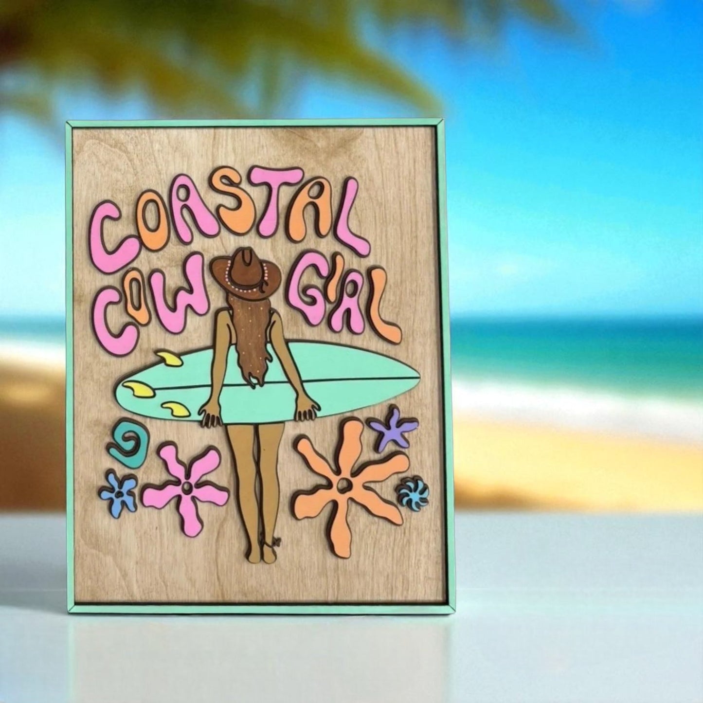 Coastal Cowgirl Summer Vibes Pastel Wall Art Print, Serene Beach Decor for Living Room, Ideal Gift for Home - Nifty Decor & More