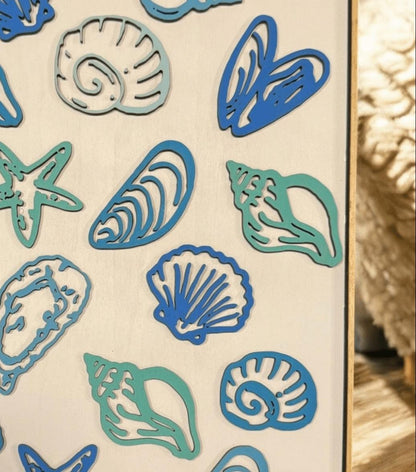 Colorful Blue Seashell Canvas Art, Beautiful Coastal Decoration for Home, Thoughtful Gift for Beach House or Sea Lovers - Nifty Decor & More