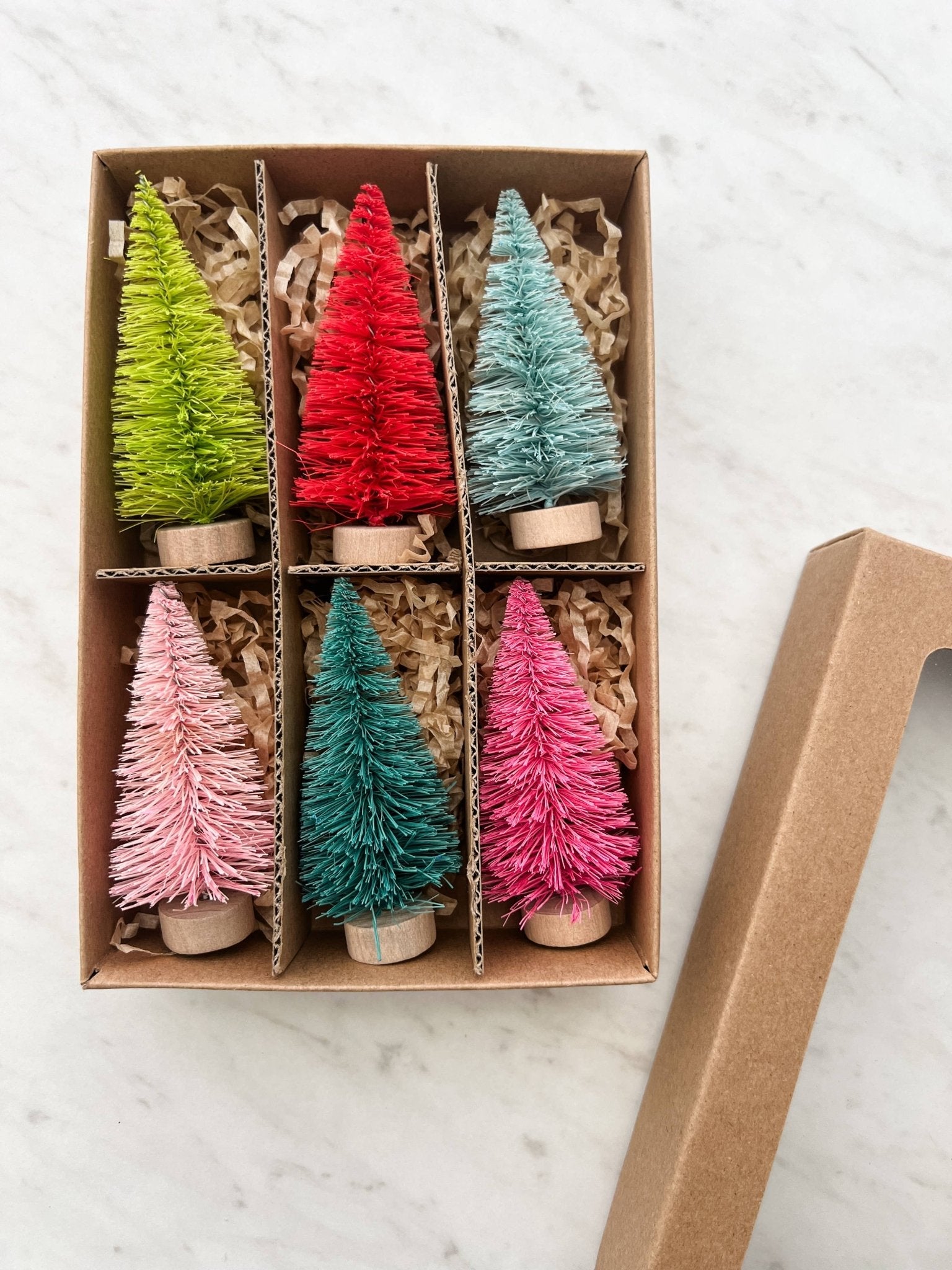 Colorful Bottle Brush Trees - Set of 6 - Nifty Decor & More