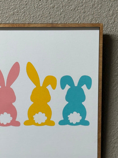 Colorful Cotton Tail Sign: Rustic Easter Bunny Decor (14.5" X 10.5") - Nifty Decor & More