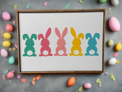 Colorful Cotton Tail Sign: Rustic Easter Bunny Decor (14.5" X 10.5") - Nifty Decor & More