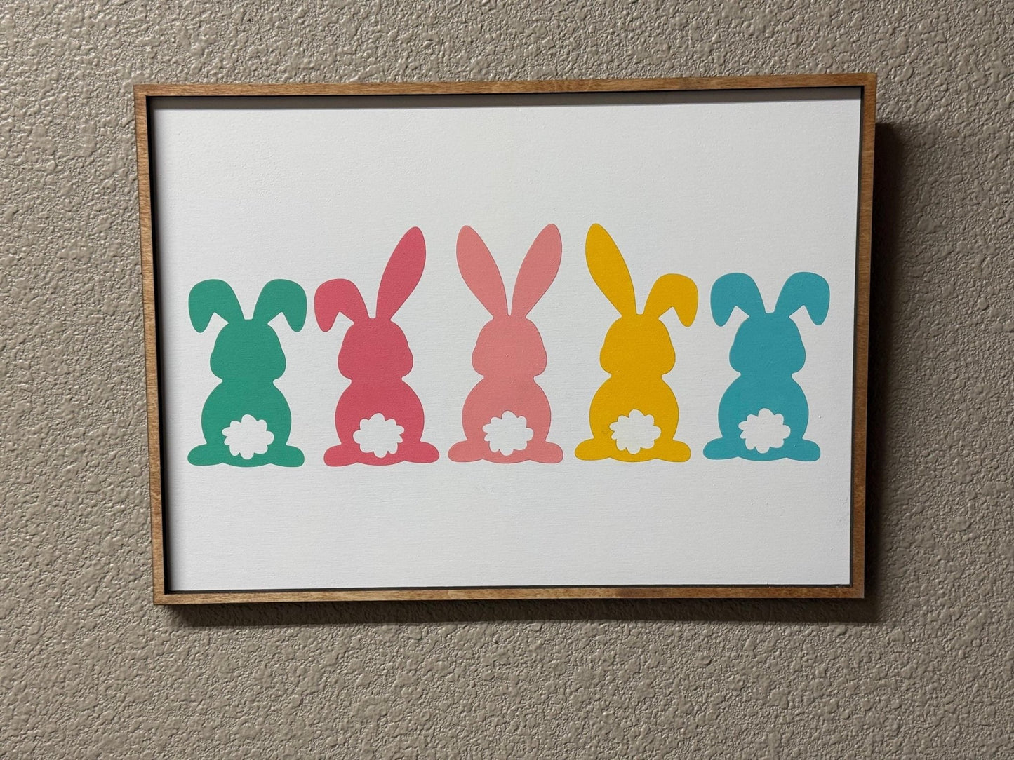 Colorful Cotton Tail Sign: Rustic Easter Bunny Decor (14.5" X 10.5") - Nifty Decor & More