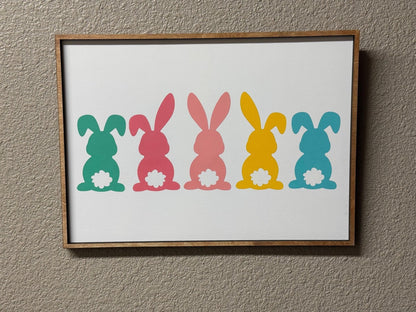 Colorful Cotton Tail Sign: Rustic Easter Bunny Decor (14.5" X 10.5") - Nifty Decor & More