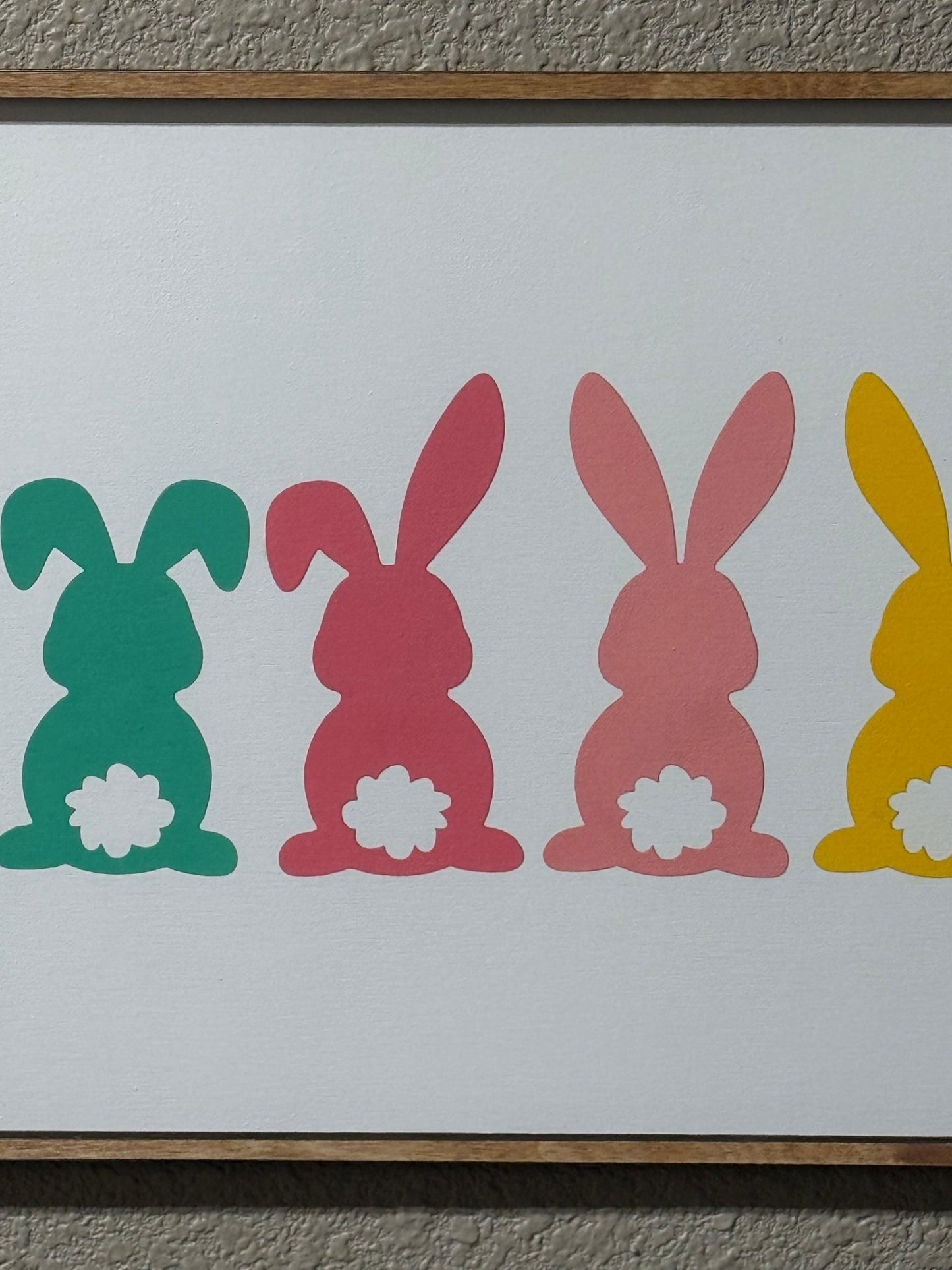 Colorful Cotton Tail Sign: Rustic Easter Bunny Decor (14.5" X 10.5") - Nifty Decor & More