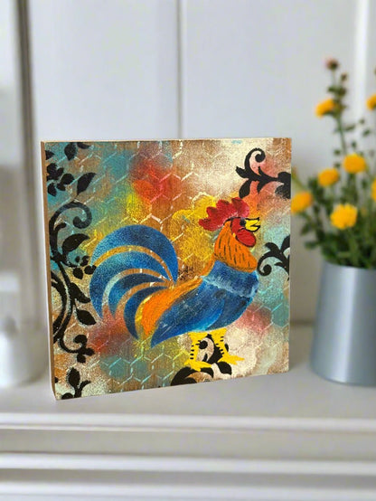 Colorful Rooster Blocks - Nifty Decor & More